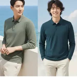 남자 메쉬 카라 티셔츠 출근룩 아이스 냉감티 쿨티셔츠 여름 얇은 긴팔티