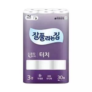 고품질 잘풀리는집 터치 3겹 롤 화장지 30롤 두루마리 휴지 3겹 (WA04D79)
