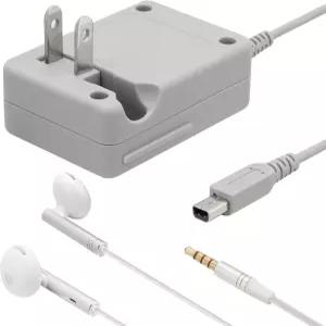 펀터보 3DS 충전기 및 이어버드 키트 - 닌텐도 XL/2DS/2DS AC 전원 어댑터 충전 케이블