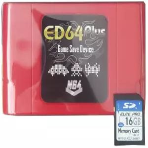 닌텐도 64 N64 시스템 콘솔용 EXIGENT 게임 세이브 카트리지 레트로 + 16GB SD 메모리 카드(ED64)