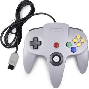KIWITATA 클래식 N64 컨트롤러 레트로 유선 원격 조이스틱 게임패드 비디오 게임 시스템 콘솔 그레이 호환