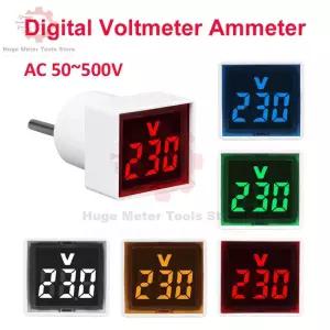 검침기 검전기 AC 220V230V 사각형 유럽 콘센트 가정용 LED 디스플레이 디지털 전압계 표시기 전압 50V-500