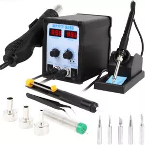 페이타 8586 SMD 열풍 재작업 스테이션 2 IN 1 디지털 납땜 언 히트 에어 건 팁 5개 어리버리 solder