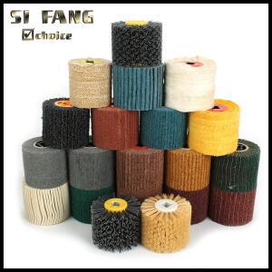 100x120mm 연마 드럼 버니싱 휠 금속 나일론 와이어 폴란드어 브러시 롤러 스테인레스 스틸 용 도구