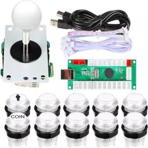 EG START 클래식 아케이드 게임 캐비닛 키트 USB 인코더와 PC 조이스틱 핸들 5V LED 조명 푸시 버튼 호환