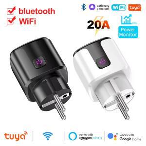 TUYA 스마트 EU 플러그 WiFi 20A 소켓 전력 모니터링 타이머 아동 잠금 콘센트 구글 홈 알리스 알렉사