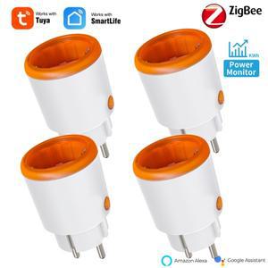 Zigbee 3.0 Tuya 스마트 전원 플러그 16A EU 소켓 콘센트 에너지 모니터링 타이머 스위치 Alexa Google 홈