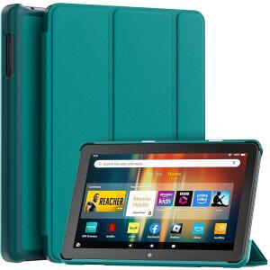 새로운 Amazon Fire HD 8 태블릿 케이스(12세대/10세대 년/ 년 출시) 레이너기 슬림 라이트 스마트 3단 스탠드 레더 커버(자동 웨이크/수면 기능 ) 구형 버전과 호환되지 않음 에메랄드