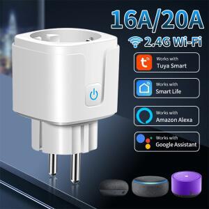 Tuay 스마트 소켓 EU 16A 20A WiFi 플러그  전력 모니터링 라이프 APP 원격 제어 지원 Google Assistant Al