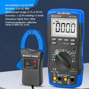 HoldPeak HP-770HC 디지털 멀티미터 테스터 NCV+HP-605A 클램프 어댑터가 포함된 True RMS 스마트 자동 범
