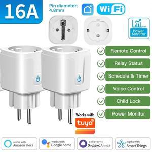 EU WiFi 스마트 플러그 16A/20A 소켓  전력 모니터링 타이머  원격 앱 음성 제어  Alexa 및 Google Home과
