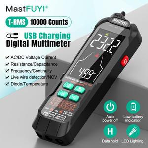 MASTFUYI 다기능 디지털 멀티미터 AC 및 DC 전압 전류, 저항 커패시턴스 True RMS, 충전식