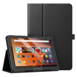 완전히 새로운 Amazon Fire HD 10 및 Plus 태블릿용 핀티 폴리오 케이스(13세대/11세대 / 출시) 자동 슬립 /웨이크 블랙이 포함된 슬림 핏 스탠딩 커버