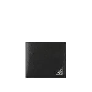 2MO513 QHH F0002 사피아노 가죽 메탈 로고 반지갑 블랙