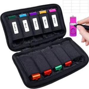 WesData 플래시 드라이브 케이스 USB 홀더 엄지 보관 가방 가볍고 핸드백에 넣고 작은 물건을 보호하고