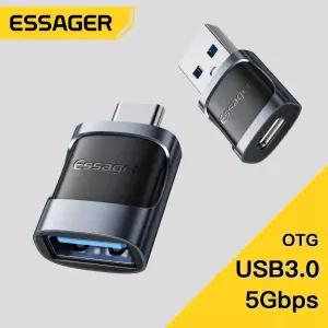 [호환] Essager USB 3.0-유형 C OTG 어댑터 A 유형 남성-마이크로 여성 변환기 Macbook 노트북 카드 리더기