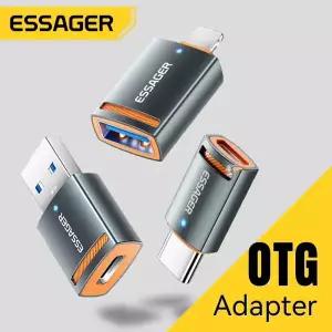 [호환] Essager USB3.0 OTG 어댑터 Type-C USB-A 마이크로 여성-USB iP 남성 변환기 Macbook