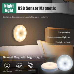 모션 센서가 장착된 스마트 LED 야간 조명, 거실, 복도, 통로, 화장실, 가정용 조명용 USB 충전식 침대 옆