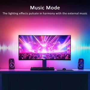 USB PC LED 스트립 조명 24-34인치 컴퓨터 RGBIC 앱 음악 동기화 모니터 화면 백라이트 게임룸 분위기 장