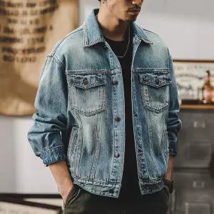 청 빈티지 가을 캐주얼 남자청자켓 청자켓 헤비 코트 시크 루즈핏 재킷 ible3