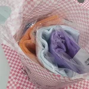 [하프클럽/]핑크 체크 토끼 선물 포장 비닐봉투 기프트백 보자기 10 매입