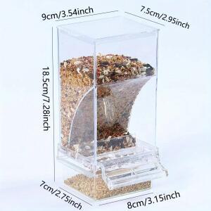 자동 앵무새 새 피더 유출 방지 스플래시 투명 아크릴 디자인 디스펜스 Birdseed 필수 새장 액세서리