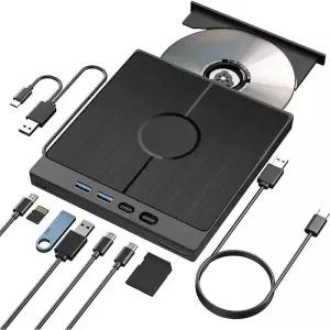 CD롬 플레이어 USB 30 C 외장 CD DVD RW 드 버너 리더 윈도우 맥 PC 노트북용 7 인 1