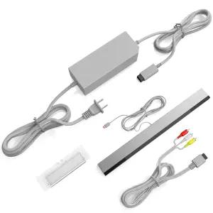 LA NREUCETS 3 in 1 Wii 유선 모션 센서 바 AC 전원 어댑터 코드 닌텐도 호환되는 복합 오디오 비디오