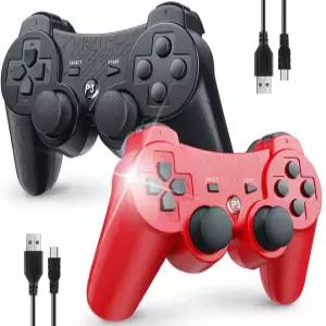 소니 플레이스테이션 3용 PS3 무선 컨트롤러용 OKHAHAHA 2팩 더블 쇼크 3 블루투스 충전식 모션 센서