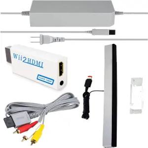 SSIOIZ 4 in 1 Wii 교체 케이블 세트 - AC 전원 어댑터 HDMI 변환기 유선 모션 센서 바 및 복합 AV