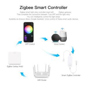 DC12V 투야 지그비 LED 원형 언더 캐비닛 조명 키트 RGB 색상 변경 디밍 (주방 선반용), 음성 제어 구글
