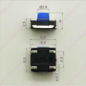 30PCS 6.2X6.2mm H = 3.1/3.5/4.3/5.0mm 순간 촉각 택트 스위치 실리콘 젤 푸시 버튼 파란색 고무 헤드 키