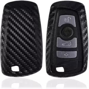 iJDMTOY 탄소 섬유 마감 소프트 실리콘 키포브 커버 BMW 1 2 3 4 5 6 7 시리즈 X1 X3 X4 키리스 스마트