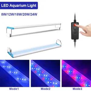 초박형 LED 수족관 조명 수생 식물 확장 가능한 클립 온 라이트 18-75CM 수조 220-240V