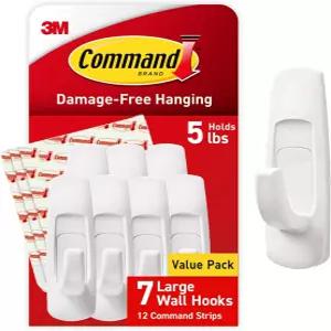 Command 5파운드 대형 유틸리티 후크 7개의 및 12개의 스트립 접착 있는 손상 없는 매달린 벽 도구 필요