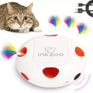 INKZOO 고양이 장난감 실내 위한 대화형 스마트 새끼 자동 7홀 마우스 Whack-A-Mole
