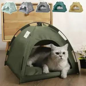 애완 동물 텐트 침대 이동식 고양이 소파 바구니 캔버스 반 동봉 집 개 동굴 오두막 침실 방 장식 용품
