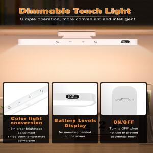 WILLED 5W 원격 터치 테이블 램프 자기 책상 2500mAh 충전식 배터리 독서 캐비닛 거울 침대 옆 야간 조명
