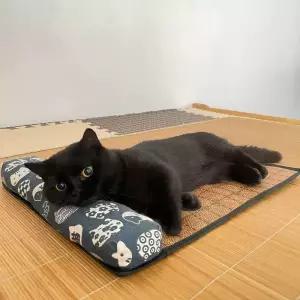 고양이 자연 냉각 매트 여름 애완 동물 셀프 쿨링 패드 침대 강아지 실내 라탄 직조 수면