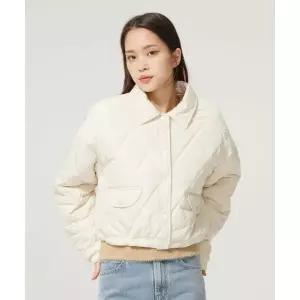 LEE 우먼 크롭 퀼팅 점퍼 아이보리