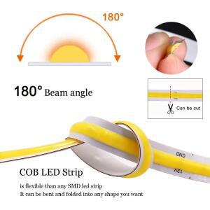 고색재현성 Ra95 5M/롤 도트리스 유연 절단 가능 DC 12V 24V COB LED 스트립 라이트 3mm 5mm 8mm 10mm 플