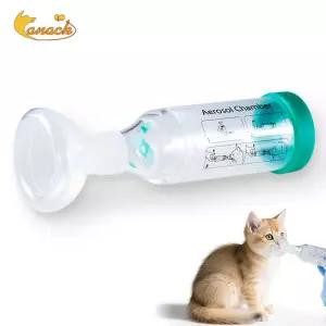 고양이 에어로졸 챔버 애완견 휴대용 흡입기 스페이서 호흡 표시기 포함 실리콘 마스크 (수의학 장비