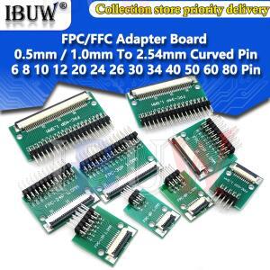 FPC FFC 어댑터 보드 0.5mm 1.0mm  2.54mm 커넥터 직선 바늘 및 곡선 핀 6 8 10 12 20 24 26 30 34 40 50 6