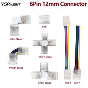 자유로운 납땜 와이어 터미널 커넥터 RGB  CCT CW LED 스트립 라이트 6 핀 5 개로트 12mm 핀 LXT 모양