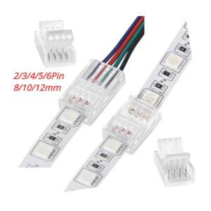LED 라이트 스트립 커넥터 SMD 5050 단색 다색 RGB 테이프용 방수 와이어 2 핀 3 4 5 6 8mm 10mm 12mm