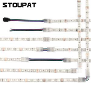 RGB LED 스트립 커넥터 10mm 4핀 IP20 IP65 5050 2835 SMD 테이프 조명 와이어 L 모양 고정 클립 클램프