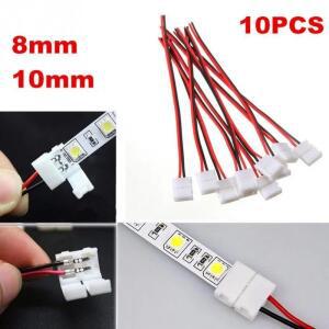 1020개 묶음 무납땜 2핀 LED 스트립 커넥터 8mm 10mm 전원 와이어 (28355050 PCB 리본용)