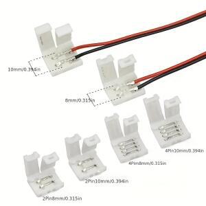 와이어 프리 용접 커넥터 RGB 단색 솔더리스 PCB 보드 LED 스트립 10 개 8mm 10mm 2 핀 3 4 3528 5050