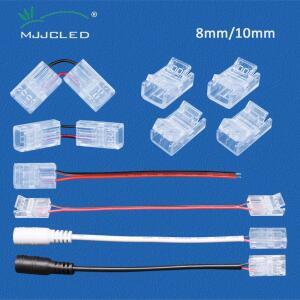 LED 스트립 커넥터 2Pin 8mm 10mm PCB 고속 와이어 코너 2835 5050 SMD COB 유연한 조명 용 무용접