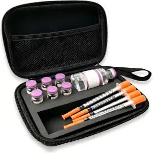 냉장고 및 여행용 펩드 케이스 BAC 워터용 듀얼 3ml 바이알 정리기 주사기 피부 준비 물티슈를 위한 공간이